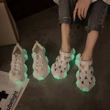 Hollow Out Design Women Shoes Breathable Women's Casual Shoes Fashion Ladies Luminous Octopus Sneakers Glow In