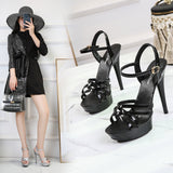 Breakj One Word With Sandal Female 2023 New Summer Fashion 13CM Joker Web Celebrity Sexy High Heels Thin