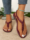 Breakj New Women's Flat-Bottomed Large-Size Woven Women's Sandals Fashion Roman Shoes Style