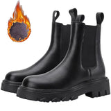 Winter Chelsea Boots Women 2021 Punk Gothic Platform Combat Ankle Boots For Women Fur Short Plush Shoes Luxury
