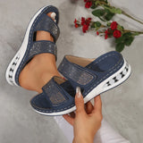 New Summer Ladies' Thick-Soled Slippers Water Drill With Air Cushion Slope Heel Large Size