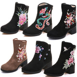 Breakj Boots Autumn And Winter Clip Cotton And Velvet High Heel Women's Boots Cotton Boots Snow Boots Winter Boots Embroidered Cloth Shoes