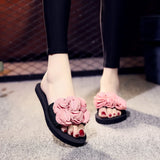 Shoes Summer Bohemia Floral Beach Sandals Pink Bow Slippers Flip Flops For Women Platform Sandals Beach Slippers