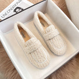Ladies Luxury Lambswool Loafers Moccasins Femme Winter Cotton Shoes Women Warm Plush Slip On Curly Furry Sheep Fur