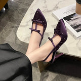 Breakj And Autumn 2025 New Sharp-Colored Silk Satin Light Mouth With Back Air Water Drill High Heel Women's Fine Heel Single