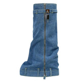Metal Women's Platform Boots Trend 2024 Zipper Large Size Women's Mid Calf Boots Punk Style Wedges Boots Female Women