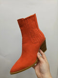 Breakj Frosted Ankle Boots Women Thin Thin Boots 2024 New Autumn And Winter Thick Heel Single Boots Retro Pointed Western