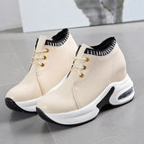 Sneakers Women Thick Bottom Wedges Vulcanized Shoes High Heels Ladies Spring Footwear Suede Leather Female Shoes