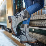 Martin Boots Winter 2021 Side Zipper Snow Boots Lace Up Women Shoes Size 43 Knitting Retro Ankle Boots Botas De