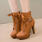 Breakj Autumn 2025 Cross-Tie Martin Boots Fine High Women's Short Boots Fashion Belt Buckle Female