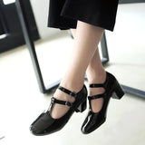 Autumn Women Mary Jane Shoes Lolita High Heels T-Strap Wedding Pumps Thick Heels Shoes Bridal Princess Footwear Plus Size