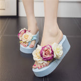 Slippers Summer Flip Flop Flowers decoration Female Flip flops High heels EVA Flip flops Bohemia Beach Slippers