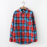 Style Plaid Shirts Women 2021 New Loose Design Blouse Lady Long Sleeve Blouses Cotton Casual Shirt Women Tops