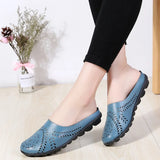 Breakj Summer Cowhaired Half-Slippers Women Fashion Wear Net Red Flat Bottom Without A Back-And-Out Woman Cool
