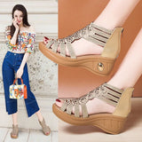 New Fashion Wedge Sandals Women Summer Shoes Elegant Ladies Rome Sandals Female Sandalias Black Wedge
