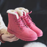 2022 Women Winter Snow Boots Warm Flat Plus Size Platform Lace Up Ladies Women's Shoes New Flock Fur Suede Ankle Boots