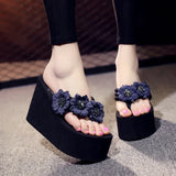 High Heel Women's New Wedge Flip Flops, Muffin Handmade Slippers, Ladies Summer Beach Mules Shoes Women Slippers