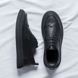 Breakj And Autumn New Leather Shoes Men Korean Version Of The Trend Rock Carved Men's Shoes Versatile Casual Formal Single Shoes