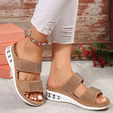 New Summer Ladies' Thick-Soled Slippers Water Drill With Air Cushion Slope Heel Large Size
