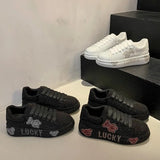 Breakj New Full Diamond Women's Shoes 2025 New Loose Cake Soles Casual Small White Shoes Women's Autumn High-Board
