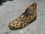 Breakj And Winter Leopard Tude Square Root Short Boots Side Zipper Round Head V Mouth Velvet Face Naked Boots