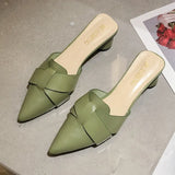 Semi-Slippers Women Wear 2023 Summer Fashion Online Celebrity Thick-Heeled Lazy High-Heeled Shoes Ins