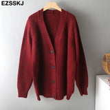 spring autumn sweater long sweater Cardigan Women v-neck Knitted Jacket Cardigan Sweater Female elegant Coat out