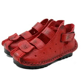 2021 Summer Soft Bottom Flat Genuine Leather Women Shoes Personality Leisure Women Sandals Retro Handmade Sandals