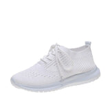 Sneakers Women Fashion Knitting Soft Vulcanized Flat Shoes Platform Lace Up Mesh Comfortable Ladies Casual Footwear
