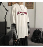 Harajuku Sweatshirt Women Patchwork Unisex Pullovers Japanese Anime Print Comics Jumpers Fake 2 Pieces Woman