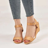 Brand 2022 Sexy Flock Platform Wedges High Heels Shoes Sandals Women Summer Buckle Party Buckle Strap Shoes Woman Sandals