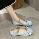 Velour Flats Pearl Button Square Toe Mary Janes Fashion Casual Shoes Women Comfort Loafers Shoes for Work Leather