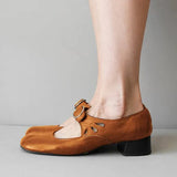 Breakj 2023 Spring New Low Heel Buckle With Shallow-Mouth Single Shoe Size 40-43 Single