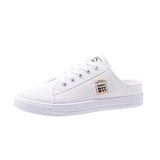 Breakj And Autumn 2025 New Canvas Shoes Female Students Half-Dragging Lazy One Foot With Breathable Leisure Small White