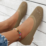 Breakj Square Knitted Breathable Flat Sole Women's Soft Soles Large-Size Foot Weaving Lazy Working