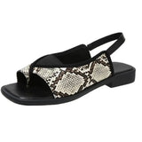 Breakj Size Flat Sandals Female 2024 New Toe Square Leisure After Elastic Roman