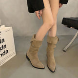 Breakj Pile Boots Children Thick And Western Cowboy Boots 2025 New Spring And Autumn Summer Single Boots High And Short