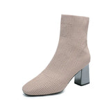 Autumn And Winter New Korean Version Of Martin Boots Women's Sleeve Wool Boots Thick-Heeled Elastic Sock Boots Short High-Heeled Women's