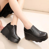 Breakj A Foot Pedaled Women's Shoes Thick Sole Waterproof Slope Heel Single Shoes With Deep Mouth Loose Cake Shoes Ladies Round Head Casual