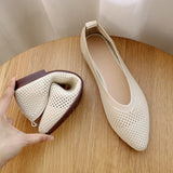 Shoes 2021 Mesh Square Toe Flat Shoes Women Soft Bottom Hollow Out Shoes Women Breathable Casual Shoes Zapatos De