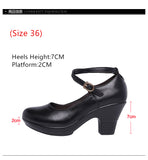 New 2022 Fashion Women Pumps With High Heels For Ladies Work Shoes Dancing Platform Pumps Women Genuine Leather Shoes Mary