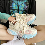 Brand Design Women Sneakers Cute Pink Chunky Shoes Ladies Breathable Mesh Trainers Women's Light White Sport