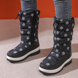 Breakj Autumn And Winter New Flat Bottom With Snow Boots Women Fashion Large-Size Round Head Side Zipper Long Barrel Women's