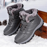 o'clock Winter Couple Casual Boots Stylish Leather High-top Sneaker For Men Outdoor Quality Warm Plush Lined Female