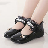 Girls Shoes Spring Autumn Princess Lace PU Leather Shoes Cute Bowknot Rhinestone for 3-11 Ages Toddler