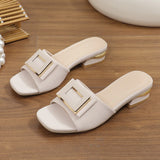 Breakj Buckle Slippers Women 2025 Summer New Large-Size Fashion Fish Mouth Comfortable Wearing Low-Heeled One-Word