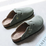 Hot Popular Men's Closed Toe Cork Slippers Mule Clogs Cork Sandals For Men Split Leather Garden Slides Cork