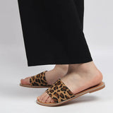 Women Leopard Slippers Ladies Glitter Crystal Casual Flat Female Open Toe Slides Women's Snake Summer Shoes Plus
