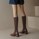 Breakj Knitted Wool Elastic Lean Long Boots Woman But Knee-High Thick And Socks Boots Spring And Autumn