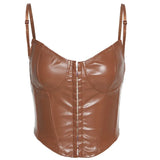 Puss Sexy Summer Hollow Out Faux Tank Tops Bandage Drawstring Halter Y2K Cyber Backless Skinny Stretchy Activewear